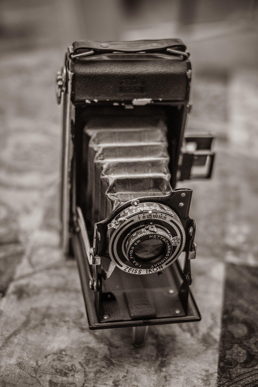 camera, vintage camera, antique camera, black and white