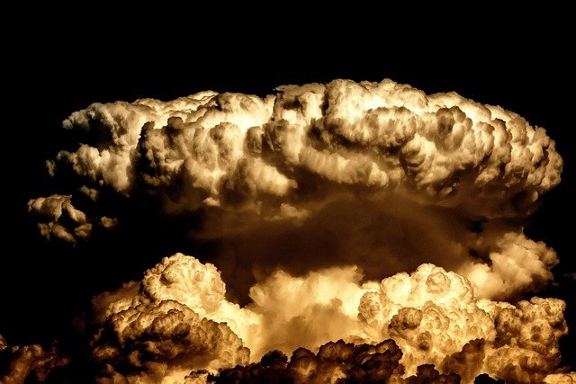 clouds, explosion, nature, bomb, sepia